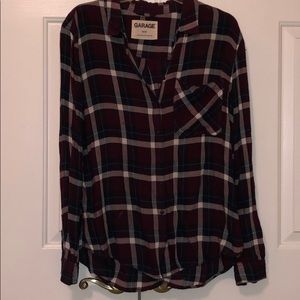 Plaid button up top